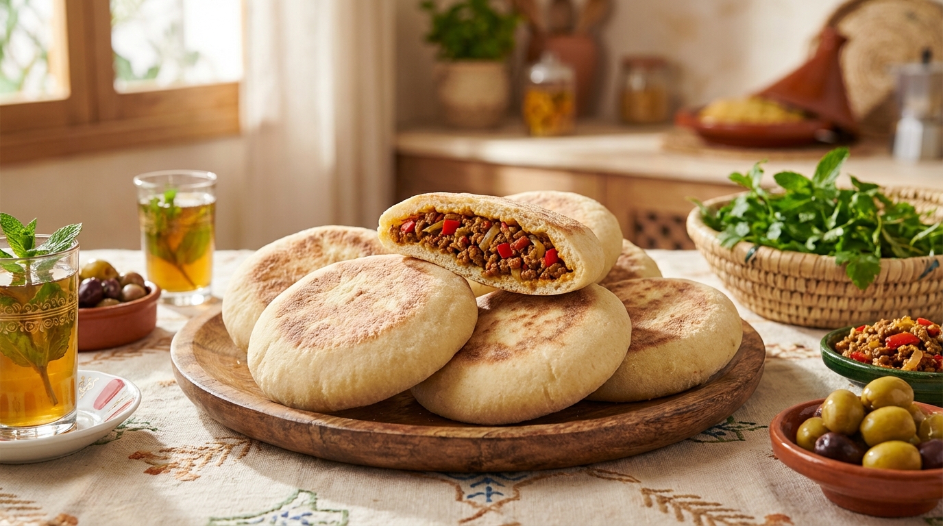 Batbout Farci à la Viande Hachée : Recette Marocaine Moelleuse