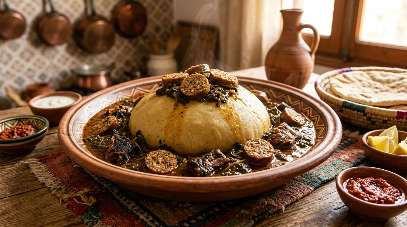 Bazin Libyen aux Épinards et Poisson Séché : Recette Authentique d&amp;#039;Usban