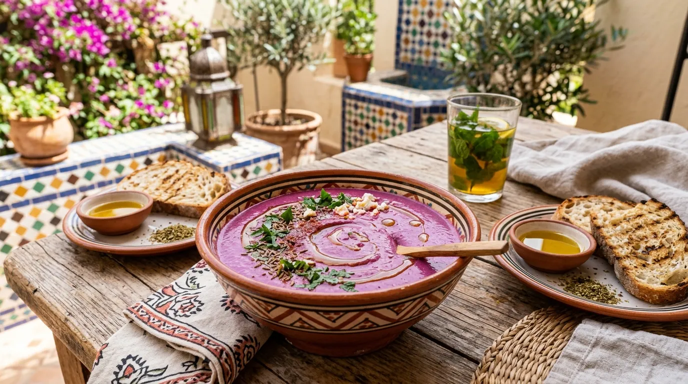 Bissara Glacée à la Betterave et à l&amp;#039;Huile d&amp;#039;Argan : Recette Marocaine Estivale