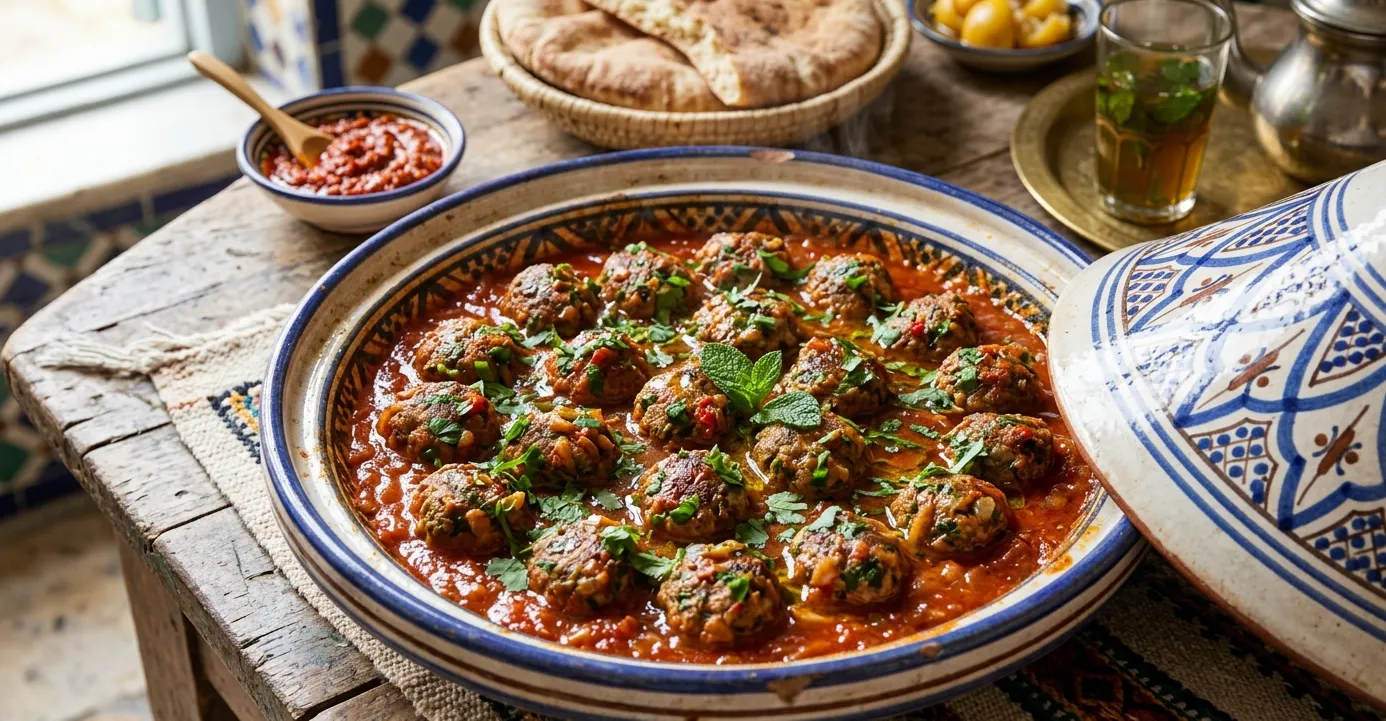 Boulettes d&amp;#039;Agneau aux Herbes et Sauce Tomate Épicée : Recette Tunisienne Authentique