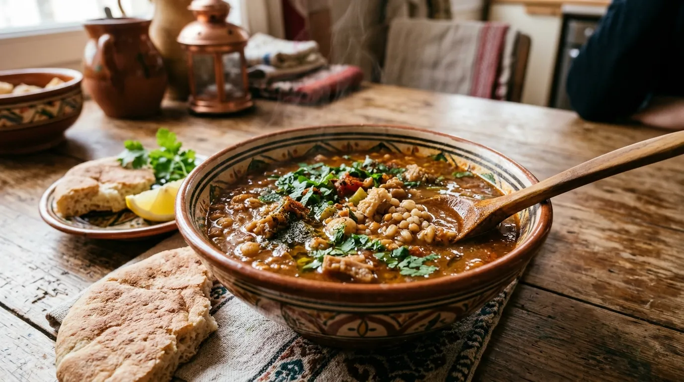 Chorba Koucha : Soupe Algérienne aux Lentilles, Orge et Tripes Parfumées