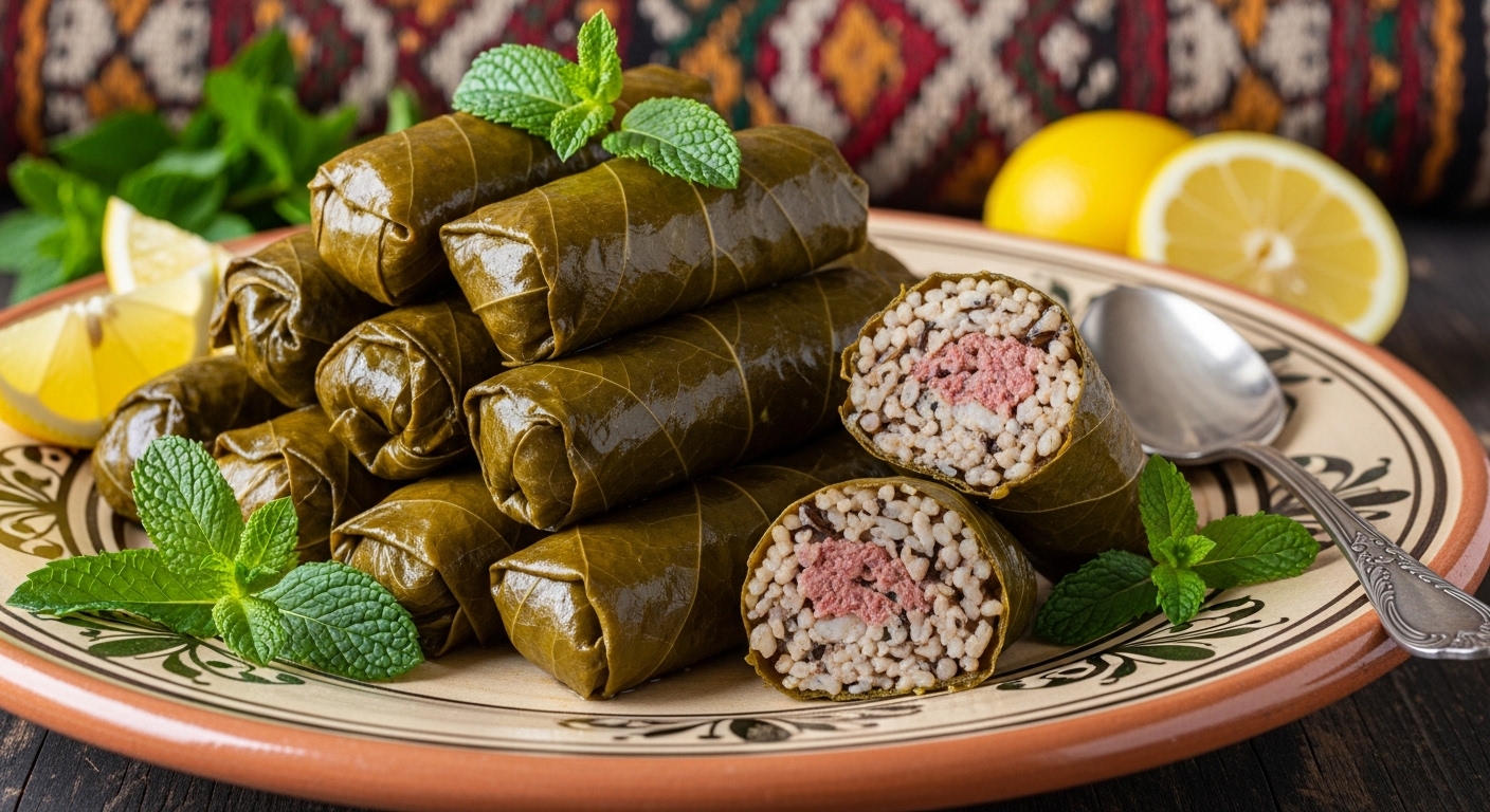 Dolmas Algériennes : Feuilles de Vigne Farcies au Riz Sauvage et Perdrix