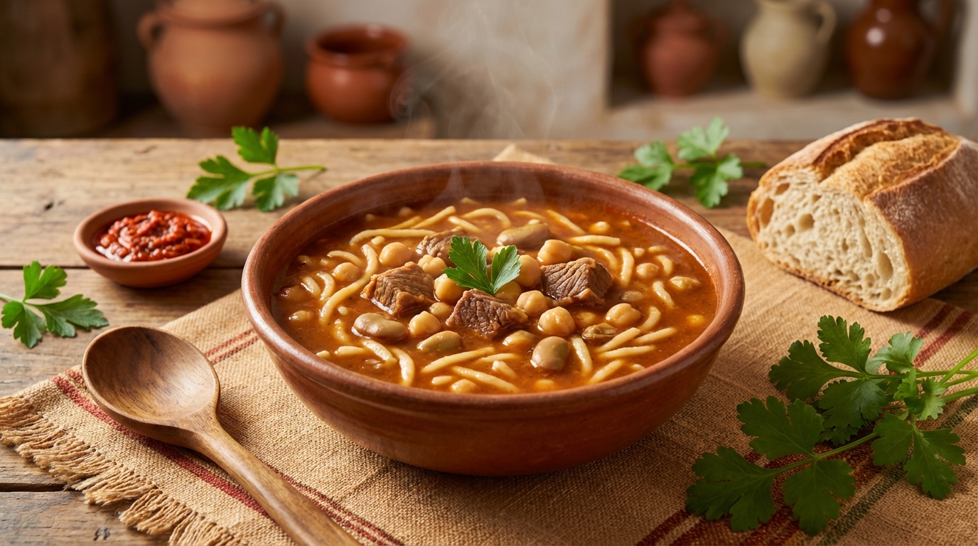 Hlalem Tunisien : Soupe Traditionnelle aux Pâtes et Légumes Secs