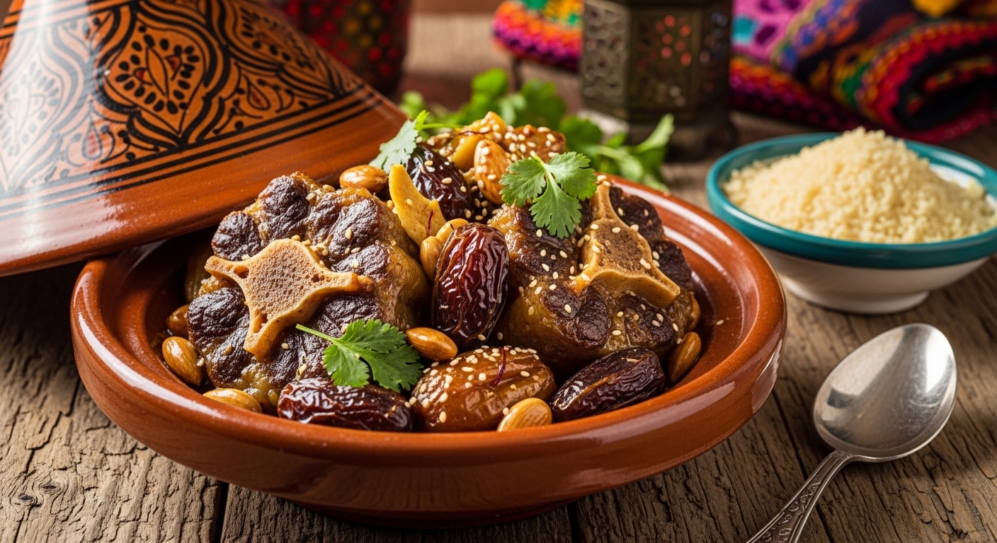 Méchoui de Queue de Bœuf aux Dattes et Amandes : Un Délice Marocain Fondant