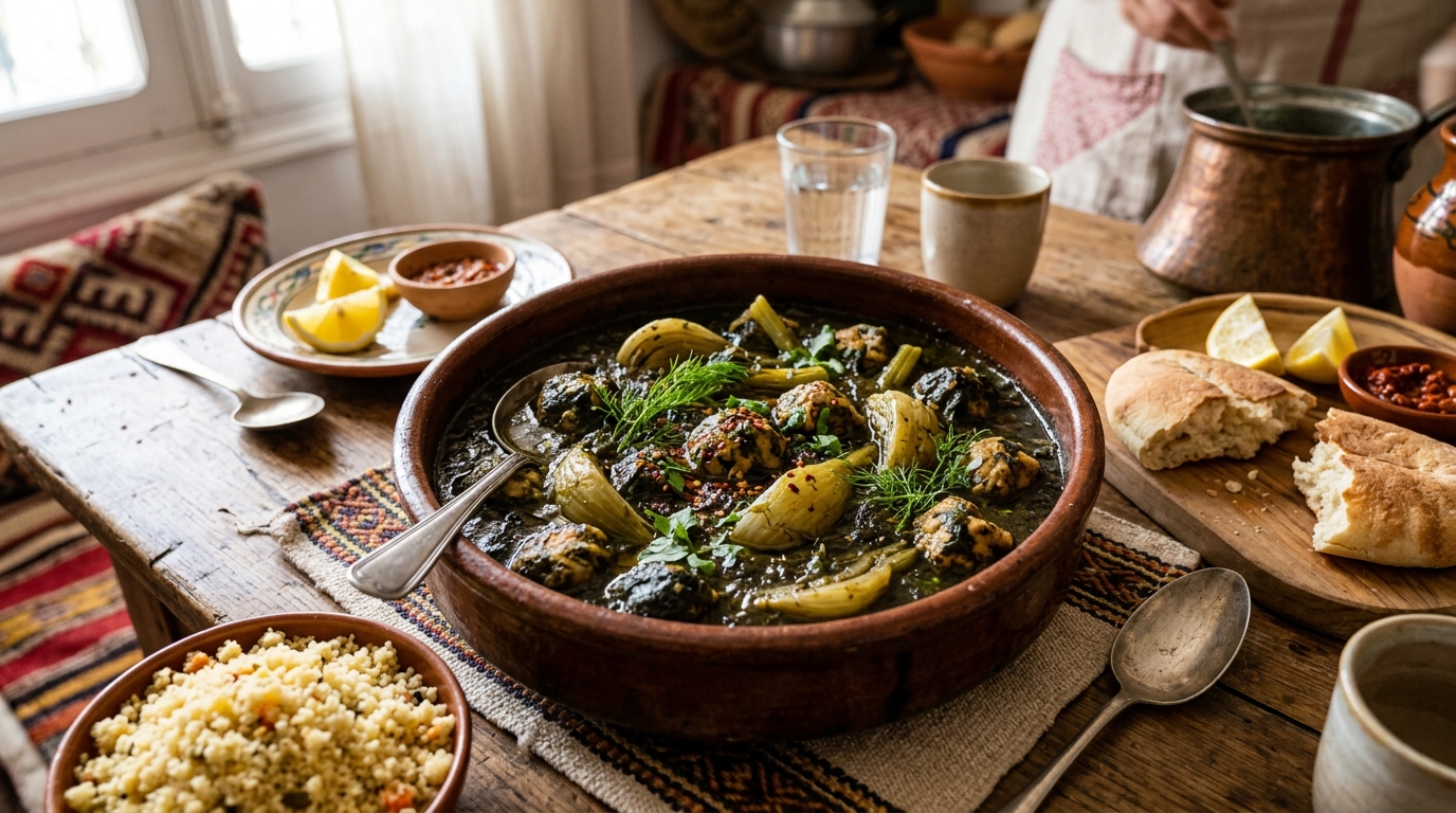 Mloukhiya Tunisienne aux Boulettes de Poisson et Fenouil