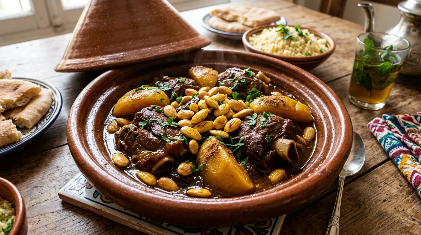 Mrouzia d&amp;#039;Agneau aux Coings et Amandes Safranées : Recette Traditionnelle Marocaine