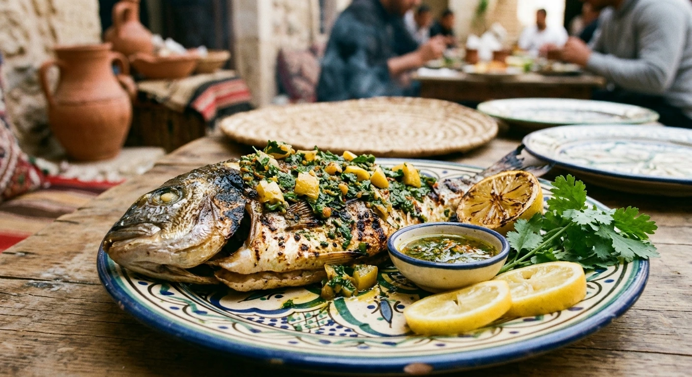 Poisson Grillé à la Chermoula Libyenne et Citron Confit : Recette Authentique