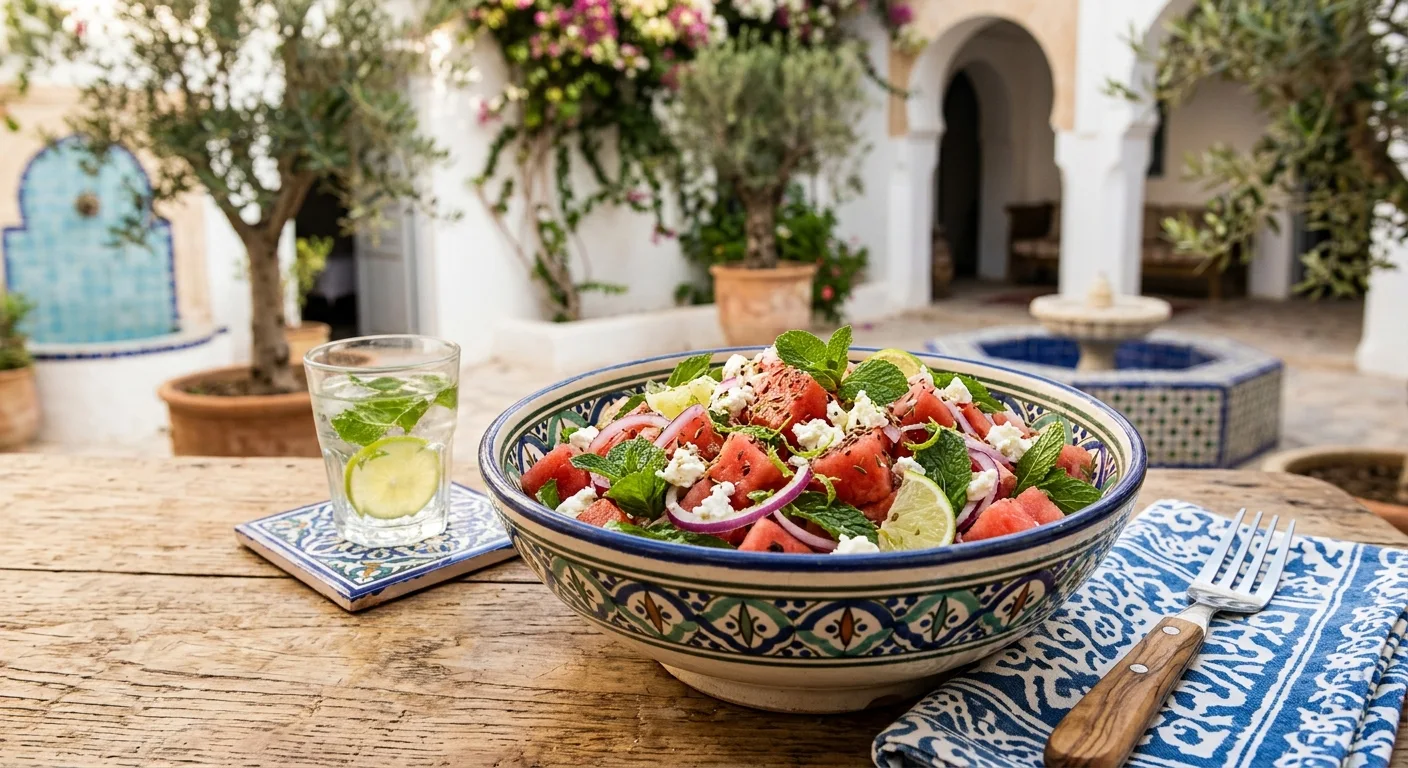 Salade de Pastèque à la Menthe et Citron Vert : Fraîcheur Tunisienne
