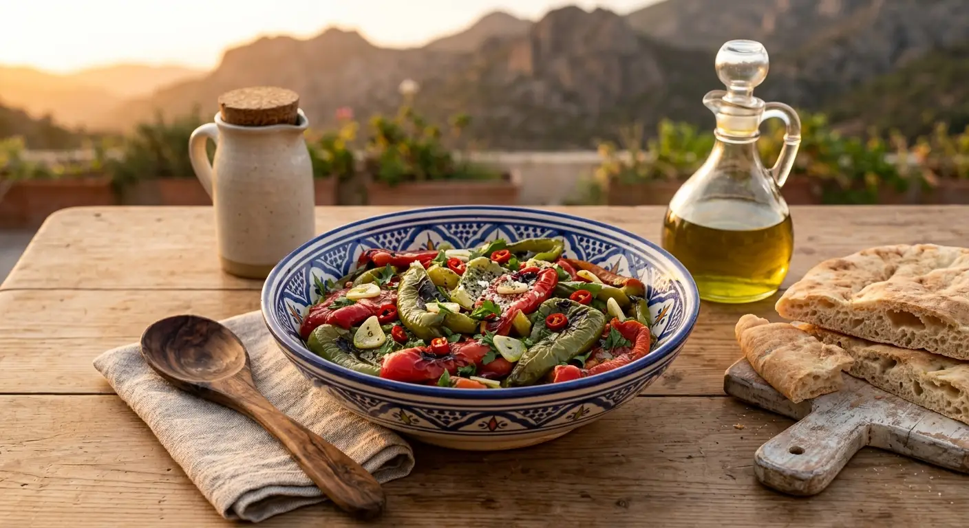 Salade de Poivrons Grillés à l&amp;#039;Huile d&amp;#039;Olive : Recette Algérienne Authentique