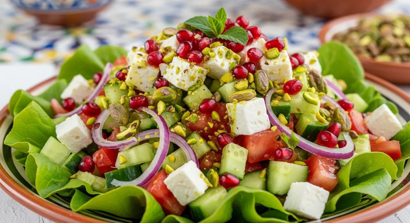 Salade Tunisienne à la Grenade et Jben : Fraîcheur Authentique à l&amp;#039;Huile de Pistache