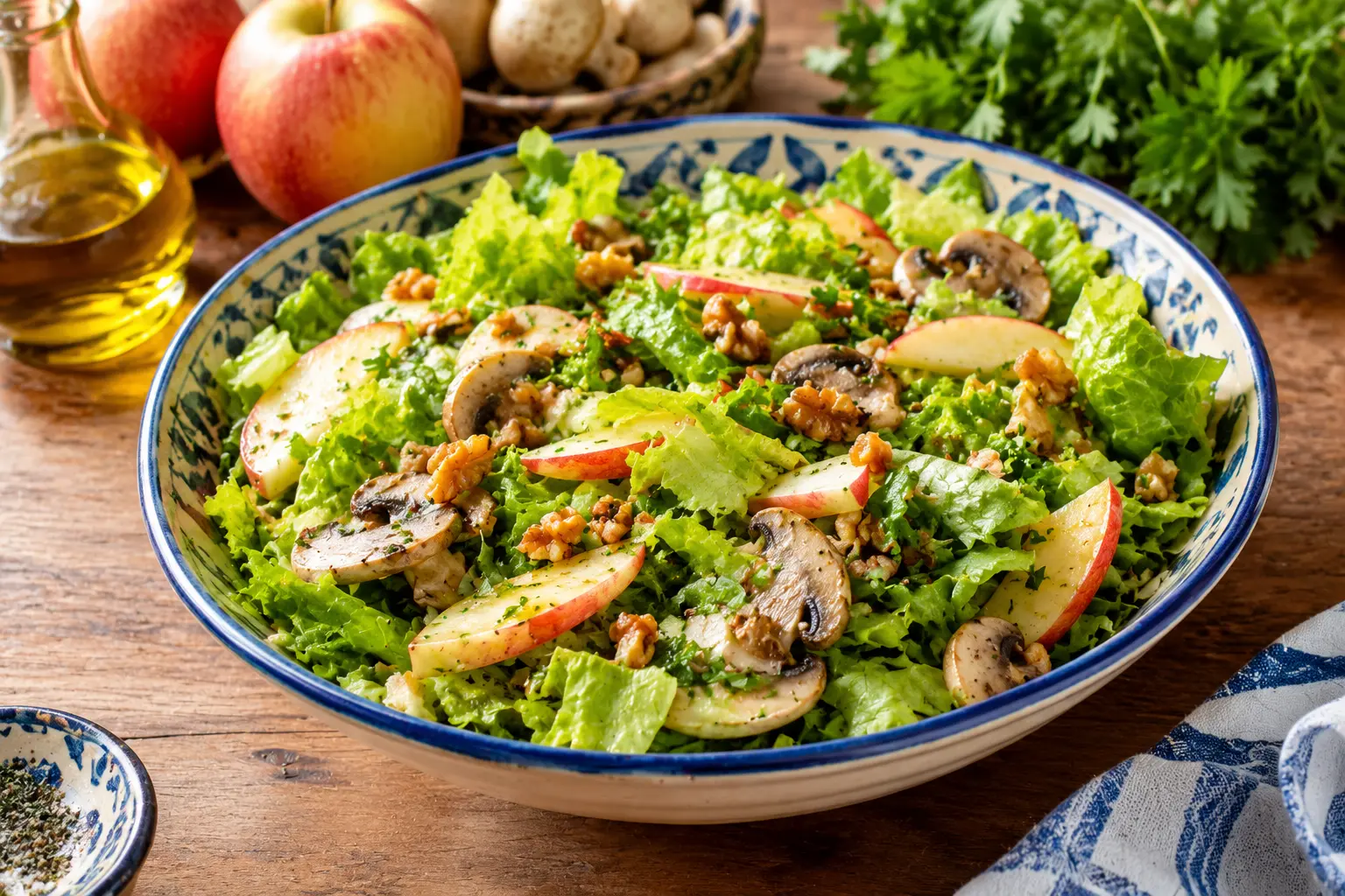 Salade Verte aux Champignons et Pommes : Fraîcheur Tunisienne