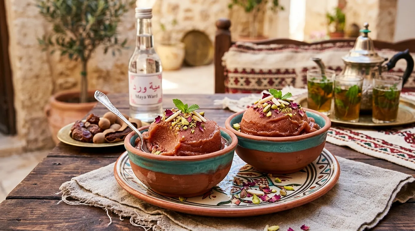 Sorbet de Tamarin et Dattes à l&amp;#039;Eau de Rose : Recette Libyenne Rafraîchissante