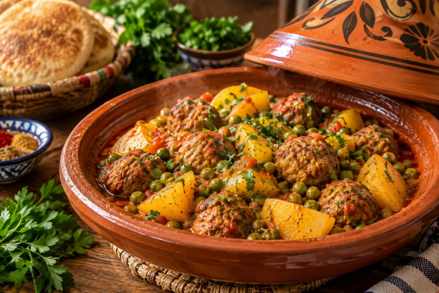 Tajine de Kefta aux Petits Pois et Pommes de Terre : Recette Algérienne Authentique