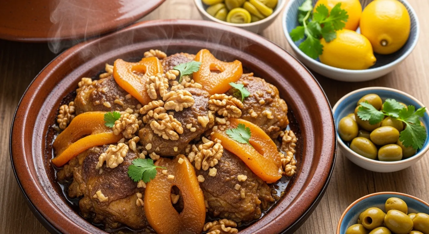 Tajine de Pintade Farcie aux Coings et Noix : Recette Marocaine Authentique