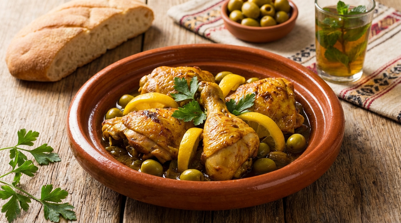 Tajine Poulet aux Olives et Citron Confit : Recette Marocaine Authentique