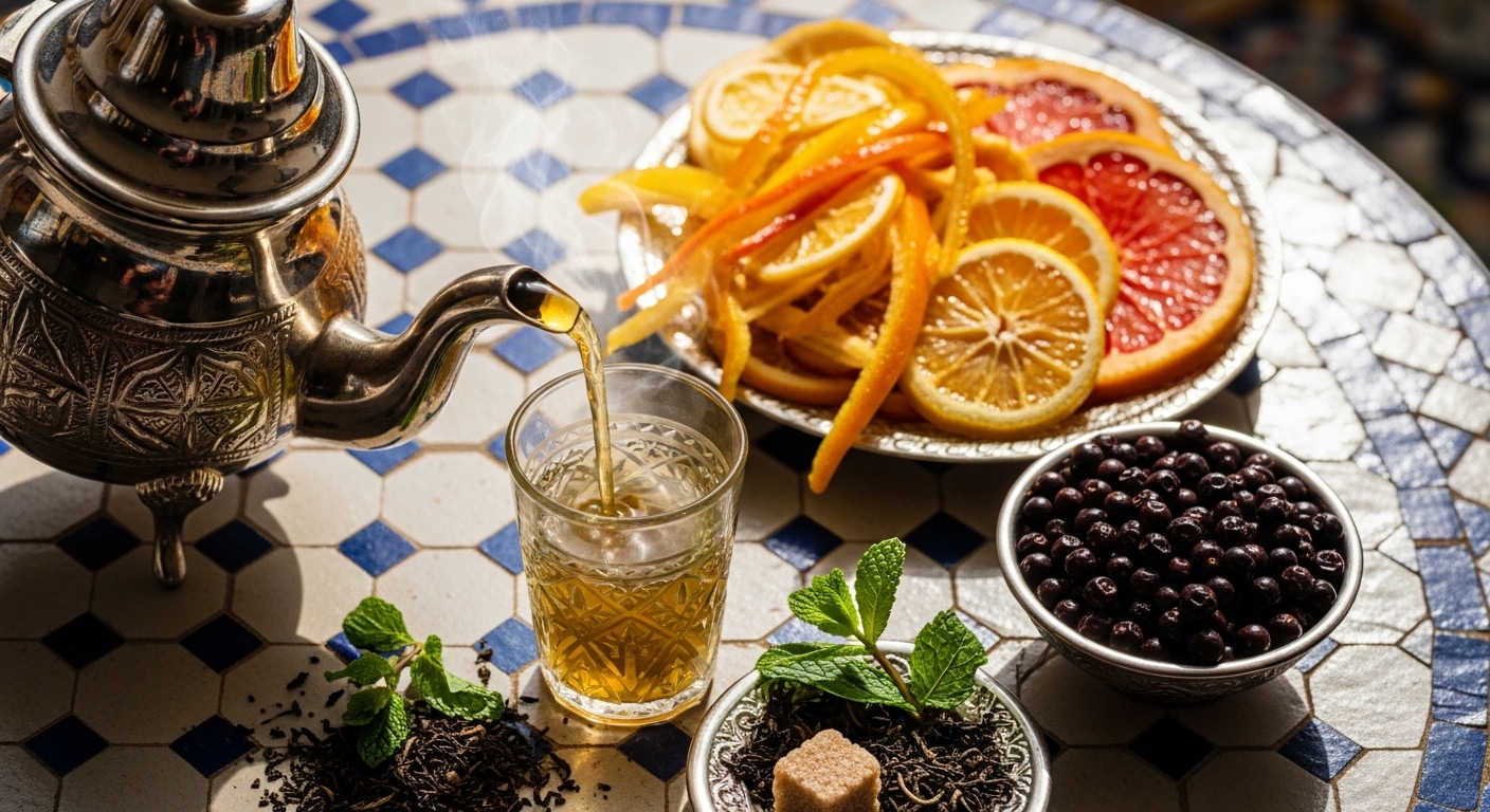 Thé Vert Maghrébin aux Agrumes Confits et Genièvre : Recette Authentique