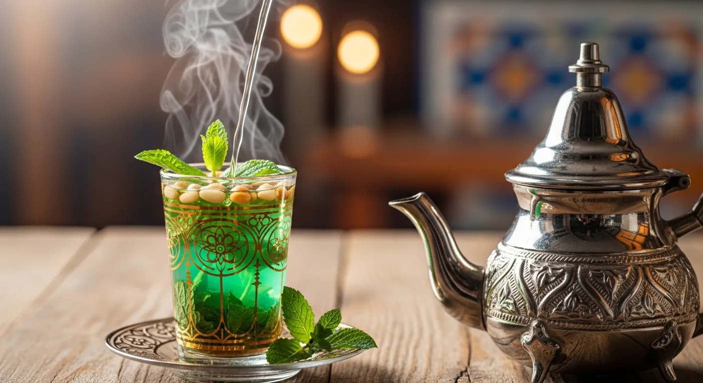 Thé Vert à la Menthe Tunisien : Recette Authentique et Parfumée aux Pignons